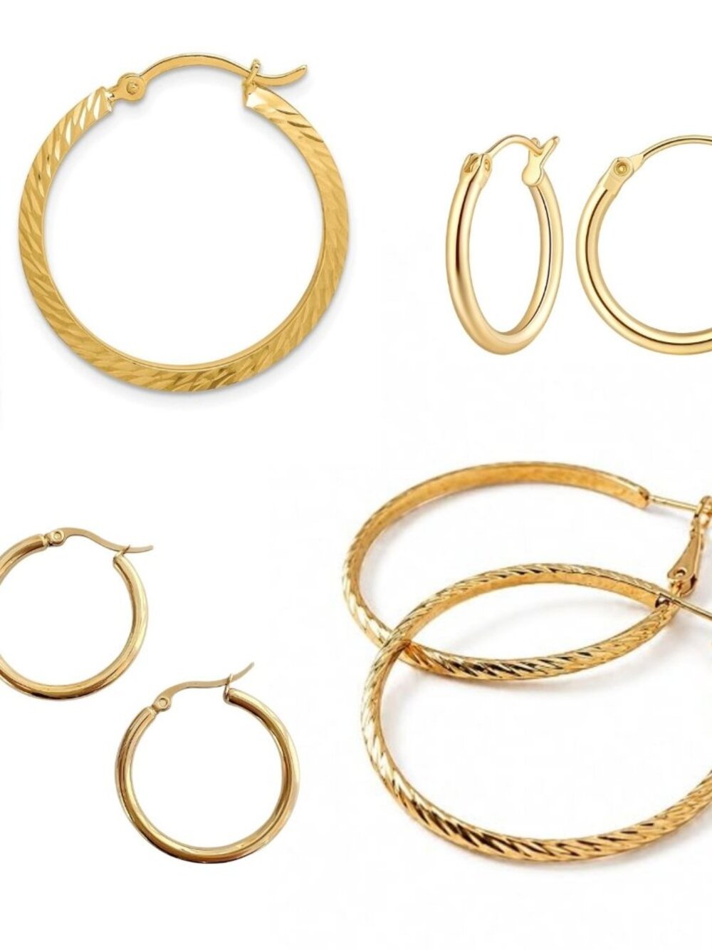 5 Pairs Dainty Gold Hoop Earrings Set Multi Size Assortment